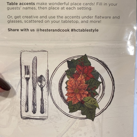 Hester & Cook "Poinsettia" Table Accents set of 2 packages "NWT - Picture 6 of 8